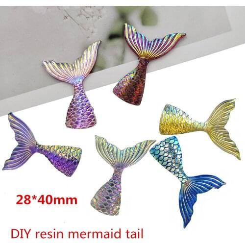 20pcs/lot New arrival DIY resin ab color mermaid tail for kids hair accessories