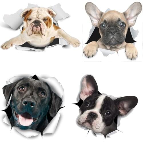 3D Cute Bulldog Wall Sticker Dog Wall Stickers Toilet Stickers Wall Paper for Living Room Bedroom Decoration Stickers