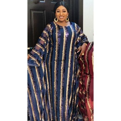 8 Colors African Dresses for Women Plus Size Dashiki Full Sequined African Clothes Abaya Dubai Muslim Dress Africa Boubou Robe