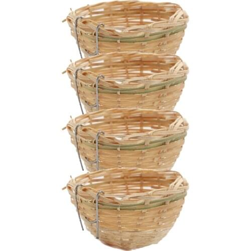 4Pcs Natural Bamboo Fiber Birdcage Birdhouse Bird Nest - Cozy Resting Breeding Place for Birds - Home Decoration