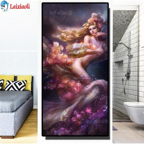 Large size full square round Diamond Painting fantasy Mermaid Mosaic Home Decoration 5 D Embroidery flower beauty girl Handmade