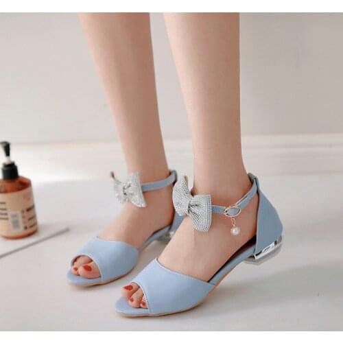 Big Size 11 12 13 high heels sandals women shoes woman summer ladies Fish-billed open-toed bow with one-word buckle bag heel