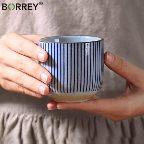 BORREY 200Ml Retro Japanese Style Teacup Hand-painted Ceramic Tea Cup Office Coffee Cup Water Mug KungFu Tea Set Drinkware Tools