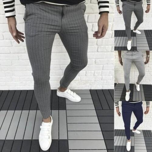 Mens Fashion Stretch Striped Trousers Mens Four Seasons High Quality Smart Casual Straight-Leg Pants Black Slim Fit Harem Pants