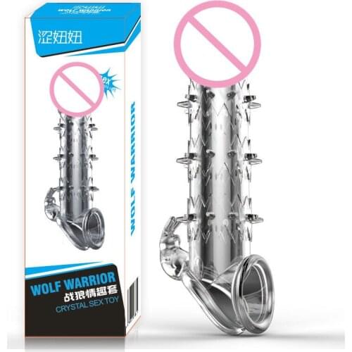 Man Nuo Reusable Penis Sleeve Cock Sleeve Extender Transparent Condoms Extension Adult Sex Toy for Men Porn Condom Sheath Delay