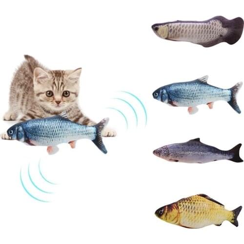 30CM Pet Toy Electric Cat Toy Plush Interactive Electronic USB Bite Resistant Chew Molar Moving Fish Toy Kitten Wagging Toys
