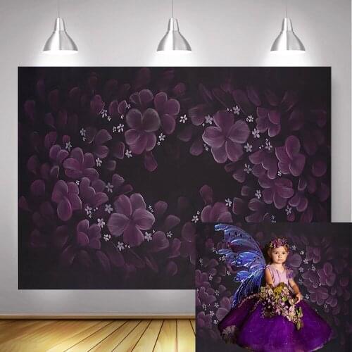 Purple Flower Sweet Girl Birthday Photography Backdrop Abstract Floral Texture Newborn Baby Portrait Background for Photo Studio