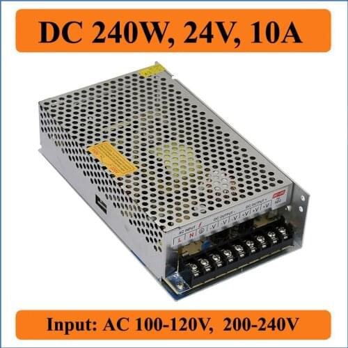 240W 24V 10A Switching Power Supply AC 100-240V to DC 24V Triple output for LED Strip light display Device & CNC Stepper Drivers