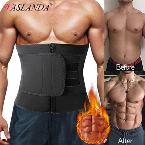 Mens Body Shaper Waist Trainer Corset Slimming Belt Weight Loss Straps Sauna Sweat Fat Burner Fitness Trimmer Workout Girdles