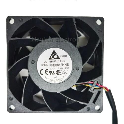 For delta FFB0812HHE 12V 0.30A 8038 8CM 80X80X38MM PWM control hight speed 4lines double ball bearing cooling fan new cooler