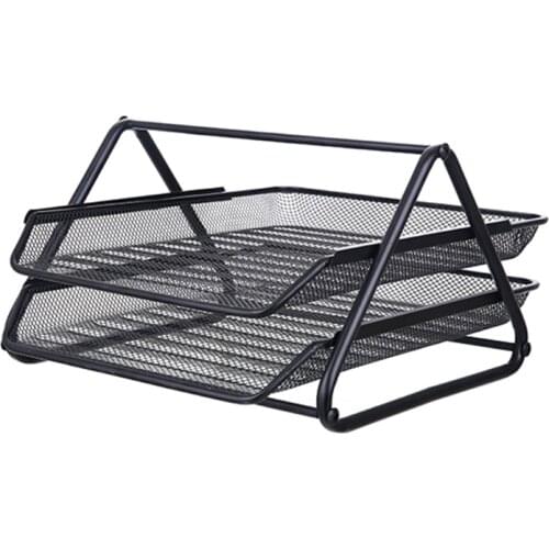 Metal Mesh 2 Tier Document Letter Tray Desk Organizer File Organizer Office 20CB