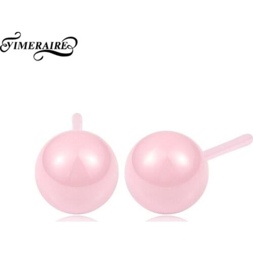 Sweet Pink Small Round Ceramic Ball Stud Earrings Colorful Fashion Simple Minimalism Style Wedding Jewelry Gift For Women Ladies
