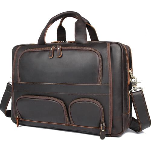 Men Briefcase Genuine Leather Laptop Bag PC Doctor Lawyer Computer Bag Cowhide Male Briefcase Cow Leather Men Bag