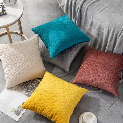Hot Sale Hexagon Flower Velvet Pillow Case Ins Style Home Decor Soft Cushion Cover Suede Car Pillow Case 8 Colors