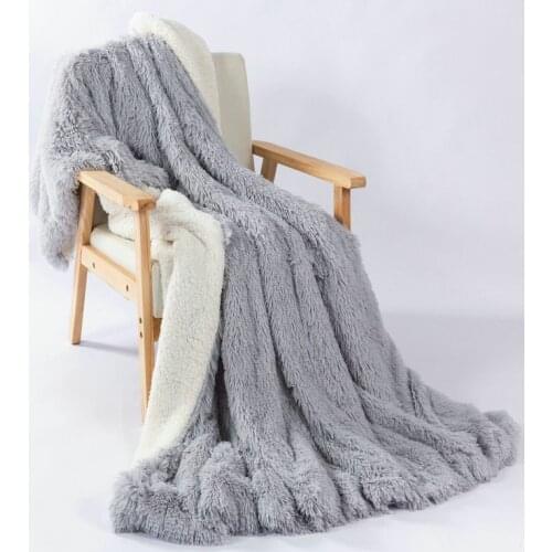 Soft Artificial Cashmere Throw Blanket Autumn Winter Thickened Plush Fleece Blanket Warm Home Textile Coral Fleece Bedsheet