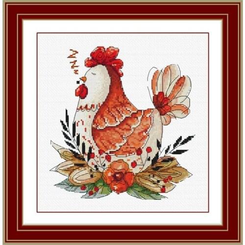 14 Counted & 11 Stamped Cross Stitch kit "The Shipping Chicken" Cross Stitch Embroidery Kits Cotton Thread Painting New