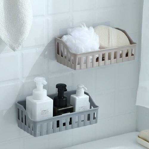 Wall Mounted Bathroom Storage Rack Plastic Bathroom Shelf Organizer for Shower Shampoo Holder Home Kitchen Rack Organizer
