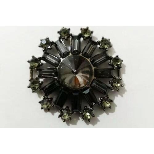 Wholesale 20pcs/lot 35mm Gunmetal Crystal Rhinestone Button DIY Button for wedding hair decoration Accessories LSRB092