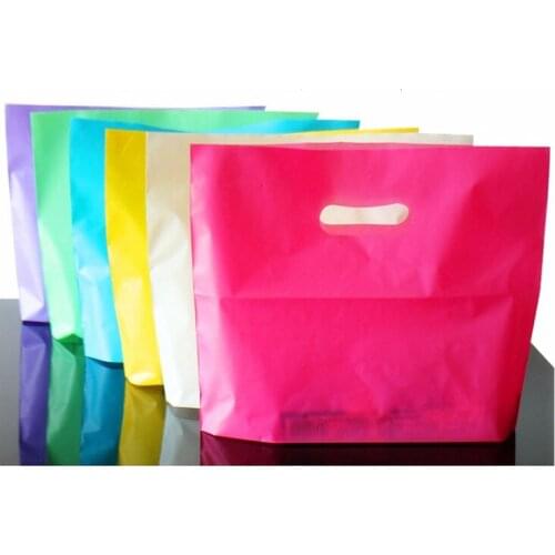 Wholesale! Colorful Plastic Shopping Bags with Handle Pink Boutique Clothes Gift Packaging Bag