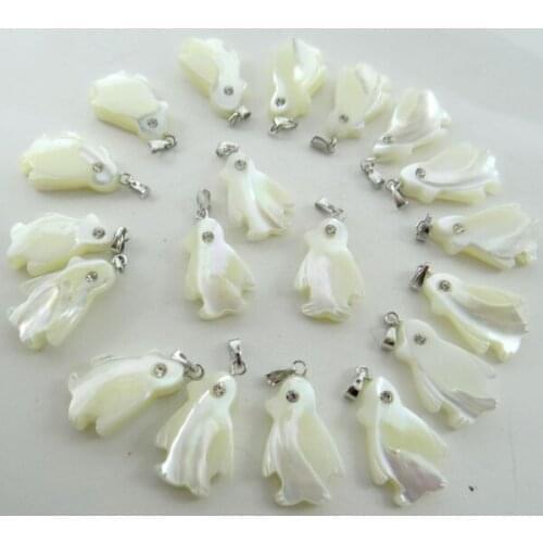Wit natural gentlemanly pinguïn parelmoer kralen shell voor pendant for DIY Jewelry making necklace Accessories12pcs F9