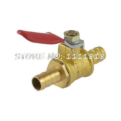 Full Port 8mm OD Barb Lever Handle Brass Inline Ball Valve Fuel Shut Off