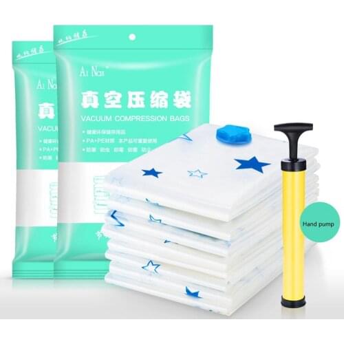 10 pcs Vacuum Storage Bag Home Clothes Transparent Plastic Storage Bag Foldable Seal Compressed Saving Space Organizer Zip Lock