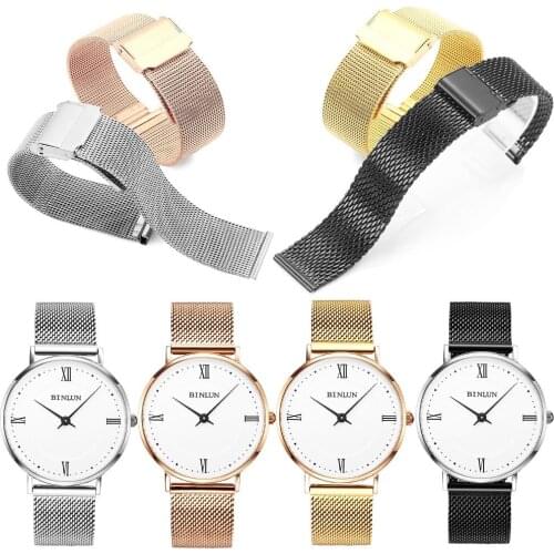 BINLUN Watch Strap Milanese Loop Stainless Steel Watchband Magnetic Correa Straight End Bracelet Watch Belt Accessories