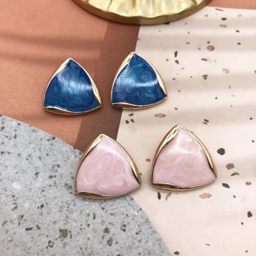 Triangle Earrings Geometry Light Pink Blue Enamel Glaze Brincos Big Statement Accessories