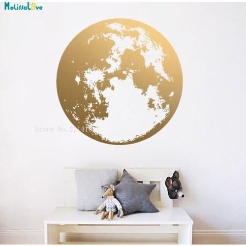 Moon Wall Decal Gold Unique Modern Decoration Large Sticker Decor Nursery Self-adhesive Vinyl Murals Art Exquisite Poster T1544