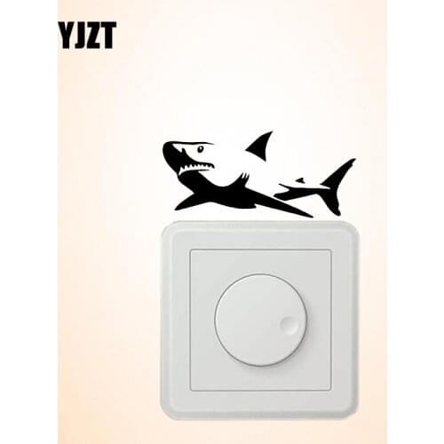 YJZT Cartoon Animal Shark Vinyl Decal Wall Switch Sticker Living Room Decor S19-0869