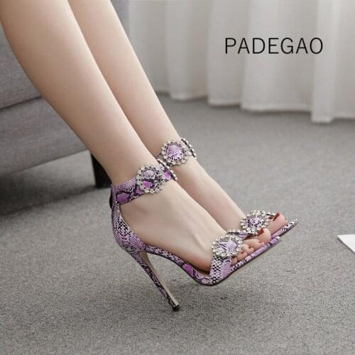 2020 Women Sandals Purple Crystal Rome High-heeled Sandals Sexy Luxury Fashion Womens Sandals