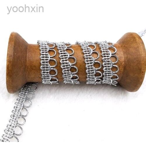 1M High Quality Latest Lace Fabric Applique Gold Silver Lace Ribbon Trim Guipure Curtain Laces Sewing Trimmings dentelle P04