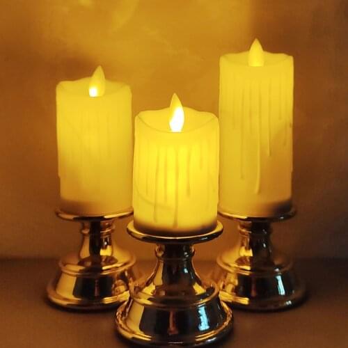 1PC Golden Base Candle Led Swing Flames Candles Light Festival Decoration Wedding Decor