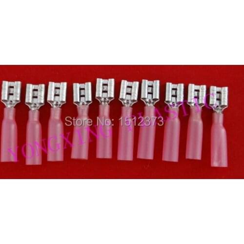 15PCS Heat shrinkable Female insulating Terminal FDD1-250 red color 22-16AWG(0.5-1.5)Square cable