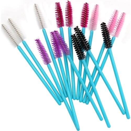 50Pcs/Pack Nylon Blue Handle Mascara Wands Applicator Disposable Eyelash Extension Tool For Eyelash Removing Tool