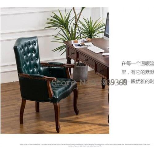 American solid wood study chair European single armrest leisure table and chair combination tiger chair computer office desk cha
