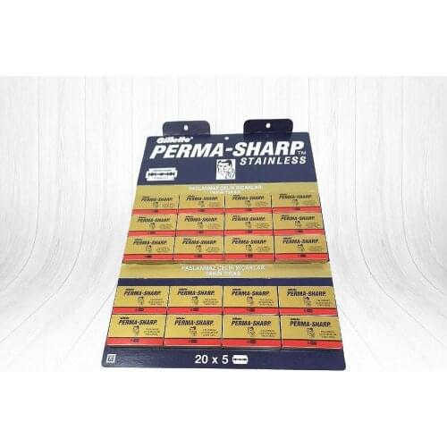 Gilette Perma-Sharp Leaf Razor 100 Pieces of High Quality Steel 100 pieces 20X5 Sharp Stainless Barber Shave Face