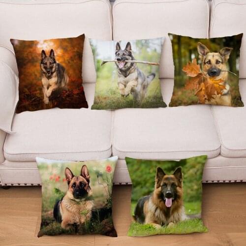 German Shepherd Dog Pillow Cover Super Soft Short Plush Cushion Covers Pillows Cases for Sofa Home Car Decor Pet Pillowcase
