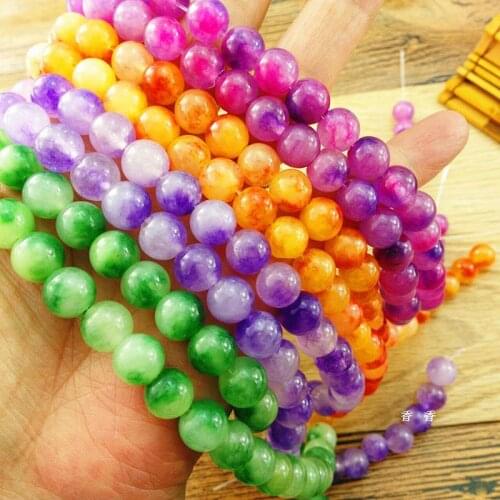 Coloured Chalcedony Loose Bead Semi-Finished DIY Bracelet Necklace Accessories