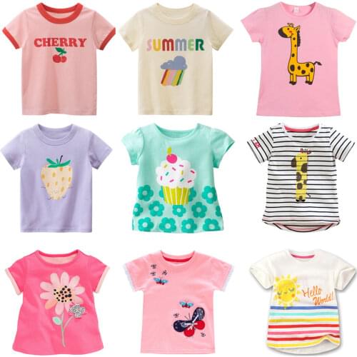 Kids Clothes New Arrival 2021 Summer Comfortable Lovely Toddler Girls Short Sleeve Cartoon Cotton T-Shirt