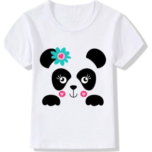 Children Cute Panda Face Print Funny T shirt Kids Summer Tops Girls Boys Short Sleeve T-shirt Animal Baby Clothes,ooo2084