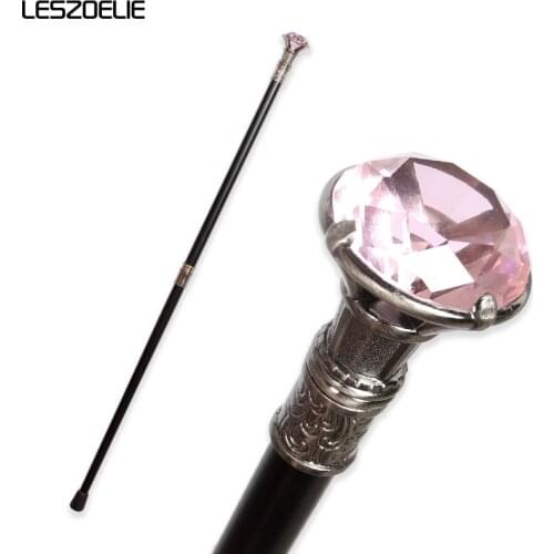 For Lady Light Pink Crystal Handle Walking Stick Women Party Decorative Walking Cane Female Elegant Diamond Style Walking Sticks
