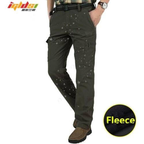 Fleece Tactical Pants Mens Winter Cargo Pants Military SoftShell Work Long Trousers Shark Skin Waterproof Thick Warm Pants 4XL