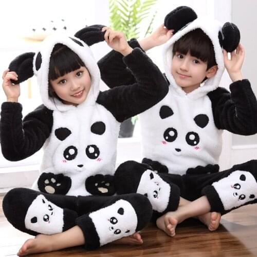 H5650 Autumn Winter Girl Pajamas Cartoon Coral Fleece Flannel Home Clothing Set Female Long Sleeve Warm Thick Teenager Sleepwear