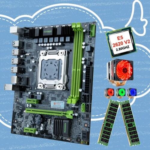 HUANANZHI X79 M-ATX Motherboard Bundle HI-SPEED Dual M.2 Slot CPU Intel Xeon E5 2620 V2 6 Heatpipes Cooler RAM 32G(2*16G) RECC