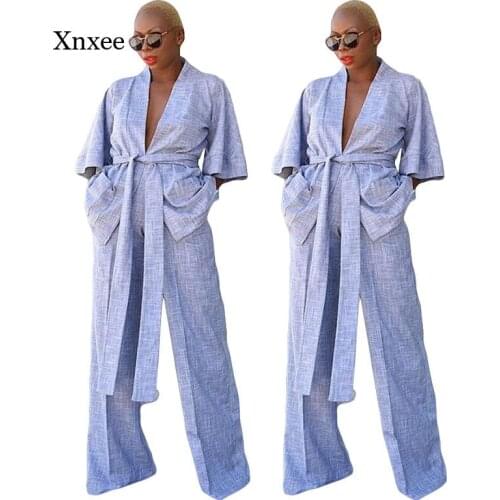 Kimono Wide Leg Pants 2 Piece Set Half Sleeve Women Autumn New Fashion Elegant Lady Slim Open Jacket Woman with Belt Outfits
