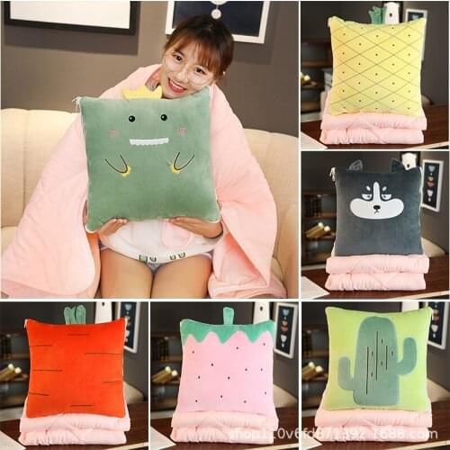 40cm Square Cartoon Folding Plush Cushion Soft Touched Throw Pillow PP Cotton Winter Seat Cushion Multi-functional Office Quilt