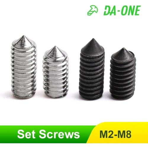M2 M2.5 M3 M4 M5 M6 M8 Cone Point Grub Set Screws Bolts 304 Stainless Steel 12.9 Black Steel Allen Head Socket Hex Hexagon Screw