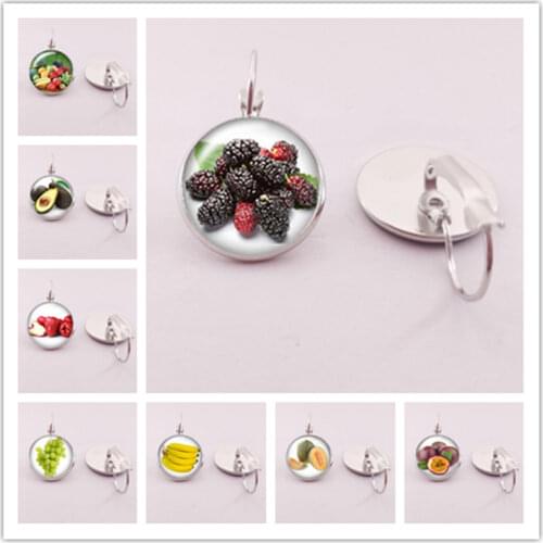 Fashion food earrings fruit apple pear lemon watermelon strawberry glass earrings glamour jewelry women jewelry gift