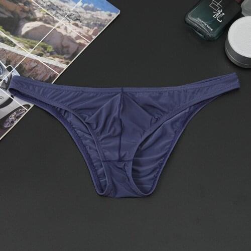 Mens Underwear U Convex Pocket Ultra-thin Transparent Ice Silk Mens Small Briefs Low Waist Small Three Pants Sexy Shorts